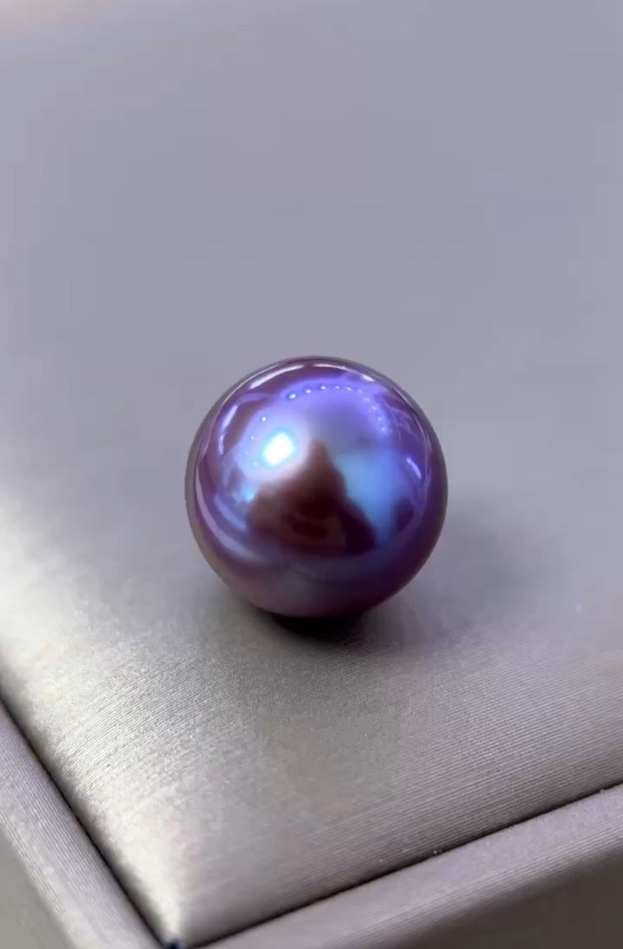 [Live Opening]Grape Purple Eddison Pearls Oyster(about 9-15mm but deep rare colour )
